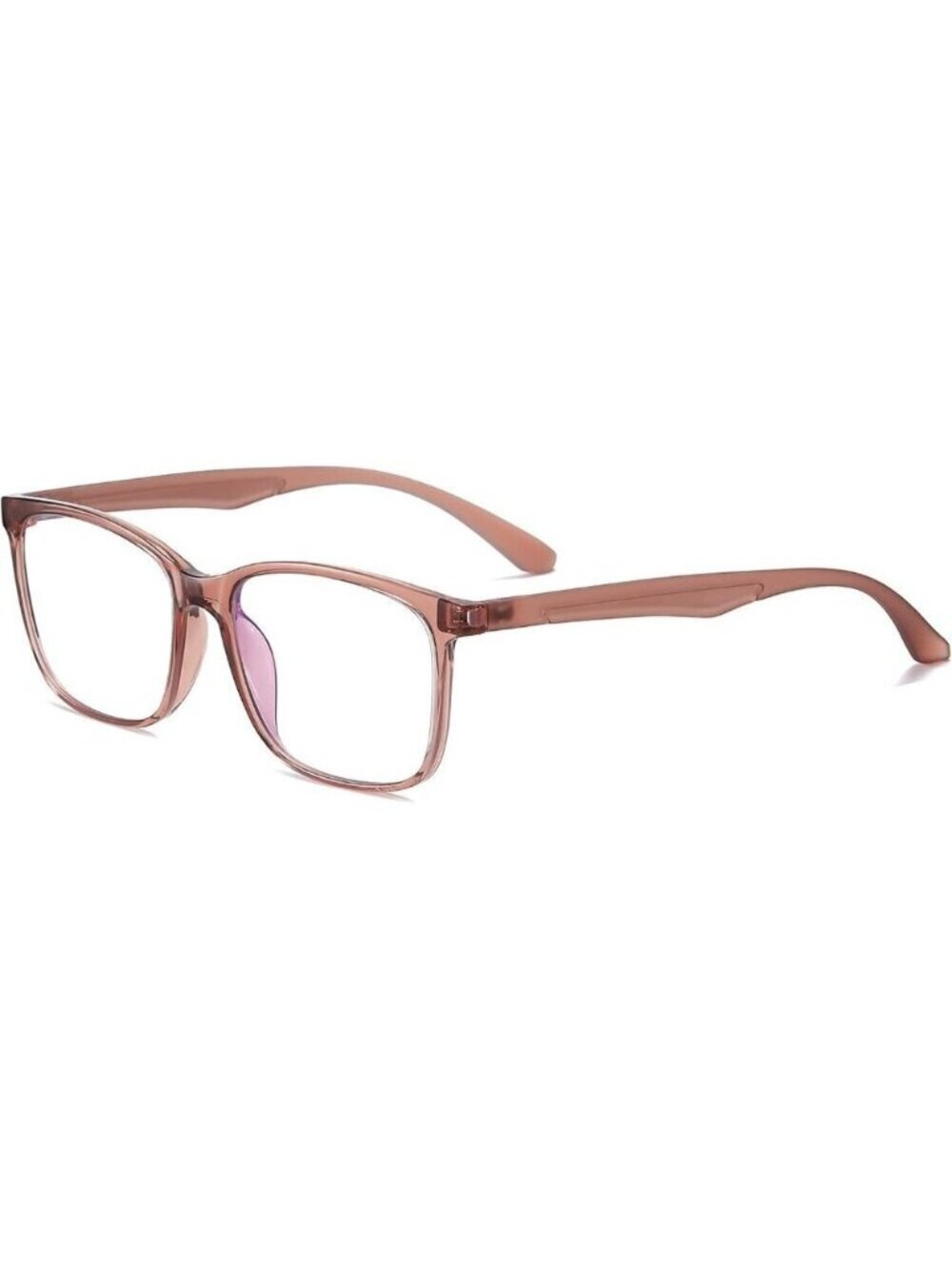 Unisex Clear Brown Square Lightweight Frame Anti Eyestrain Blocking Glasses